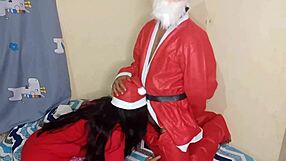 Indian stepfather surprised his hot sexy stepdaughter on christmas evening
