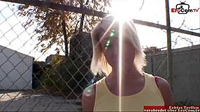 Blonde teen gets bbc cumshot on tits