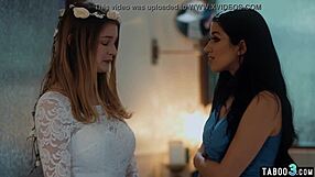 skinny lesbian alex coal consoling big boobed bride bunny colby