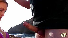 she was in high heels on the rocky beach