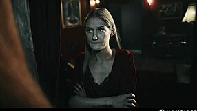Blonde girl mesmerized to eat pussy by vampire