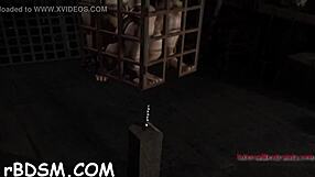 Bound hottie receives hardcore clamps on giant racks