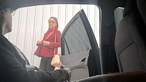Risky handjob on the street near the bus stop
