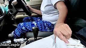 hijab student wife played on my dick inside the car