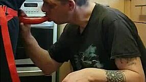 Pegging my boyfriend in kitchen cornfield and bathroom with atm