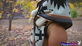 Brunette Milf Reveals Amazing Boobs Outdoor