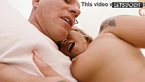 Tattooed blonde fucks his cock cowgirl in photo studio then he bends her over and pounds her cunt from behind