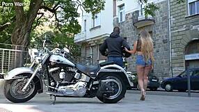 Adventurous blonde kinuski gets picked up for interracial dp