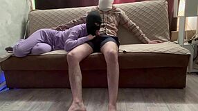 Hot homemade sex while watching movie with big cumshot