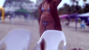 my stepson films me putting on a bikini and masturbating on the beach