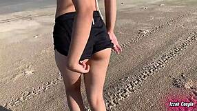 stepmom bends over sofa and stepson helps from behind