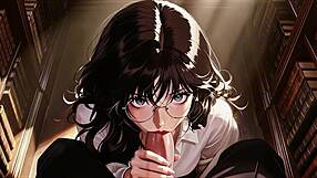 Gap Moe Glasses Beautiful Woman The Private Study Session In The Library Super Temptation Ai Generated