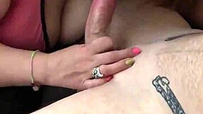 Little mama milking big uncut cock on her fat tits
