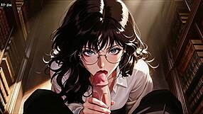 Gap Moe Glasses Beautiful Woman The Private Study Session In The Library Super Temptation Ai Generated