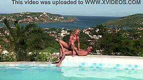 Poolside Anal Fucking Ends With Cumshots