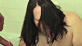 Milf gets pissed on big preggo tits