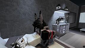 fox character interacts with shark in roblox game