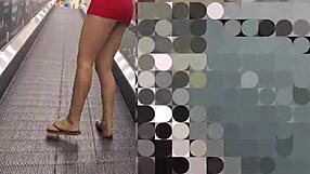 wife flashes bare ass on public street