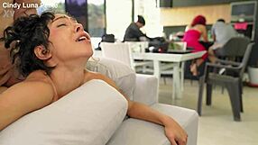 Petite latina fucks on couch. Real amateur passion.