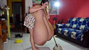 Ai generated busty aunties cleaning floors topless