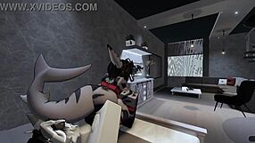 fox character interacts with shark in roblox game