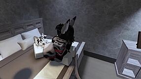 fox character interacts with shark in roblox game