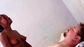 Hot woman sucks and rides white cock