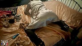 amateur slut in satin corset gives pov blowjob and ass licking