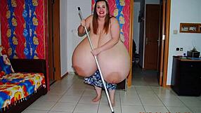 Ai generated busty aunties cleaning floors topless