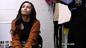 Broke latina busted for stealing food but the mall cop gave her a chance