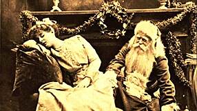Vintage christmas decorations on display