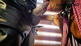 bdsm submissive slut fucked in black leather pants
