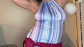 belly dancer teases and strips at home