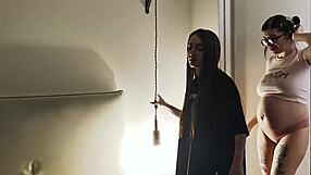 pregnant friend gets bound and swallows cum in threesome