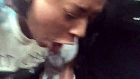 ebony slut gives public blowjob in car