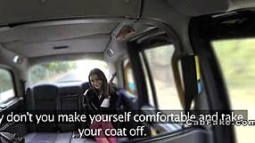 babe shows her ass in pink leggings in fake cab