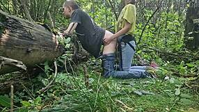 anastasia mistress fucks slave with strapon outdoor