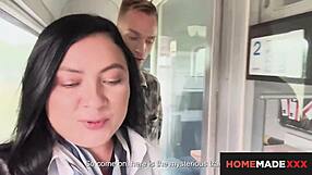 curvy hairy milf christina santes brings train passenger home for anal action