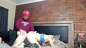 Bedroom lesbians getting fuckt by a rubber dildo