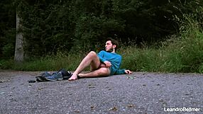 Caught taking a piss and jerking off outdoors