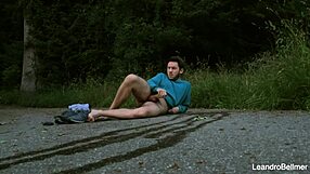 Caught taking a piss and jerking off outdoors