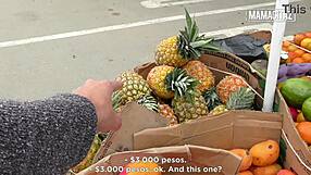 Latina market vendor with a big ass gets an offer she cant refuse