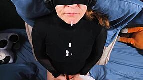 My turtleneck and face got covered in cum and yogurt during this new taste game 😏