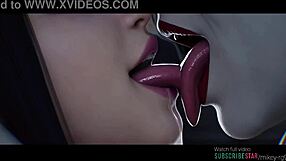 Juri han x lady dimitrescu lesbian kissing street fighter