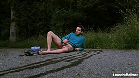 Caught taking a piss and jerking off outdoors