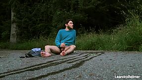 Caught taking a piss and jerking off outdoors