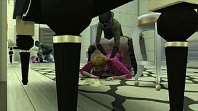 Big ass blonde wife gets fucked by black janitor