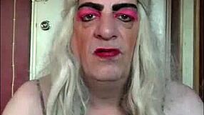 Bisexual crossdresser begs for real mans penis in video