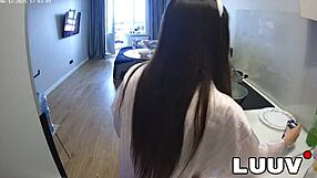Luuv cooks dinner topless on home camera