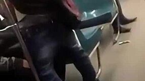 Daring blowjob on the train